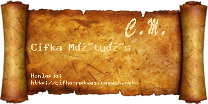 Cifka Mátyás névjegykártya